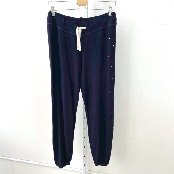 Sundry Pants - Sundry Heart Printed Joggers Sweatpants Crop Pants Blue Size 2 Medium M